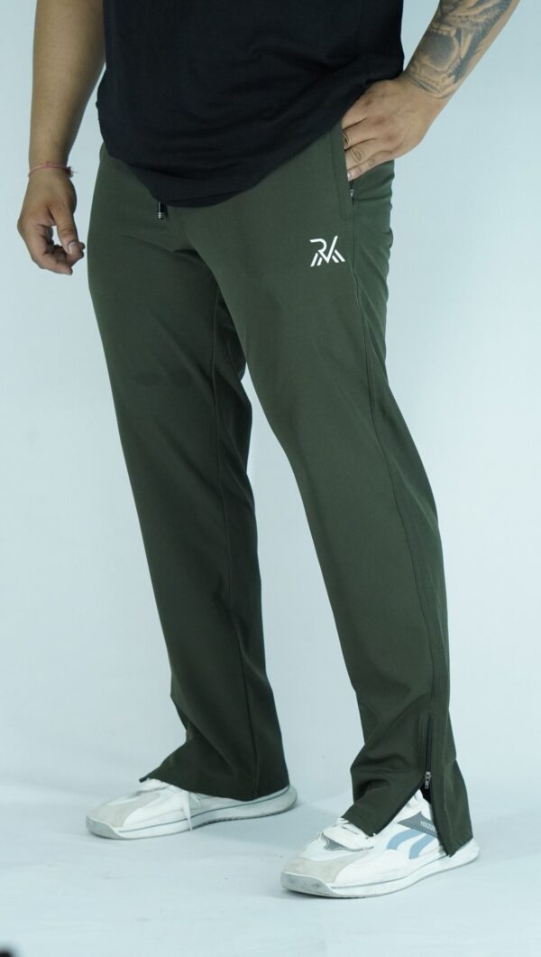 Straight Fit Lower Zip Olive Green