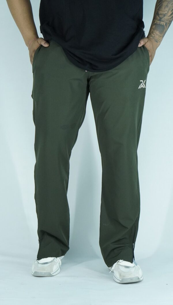 Straight Fit Lower Zip Olive Green