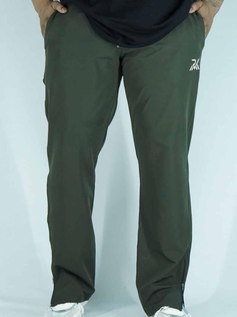 Straight Fit Lower Zip Olive Green