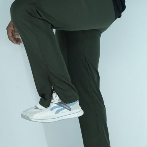 Straight Fit Lower Zip Olive Green