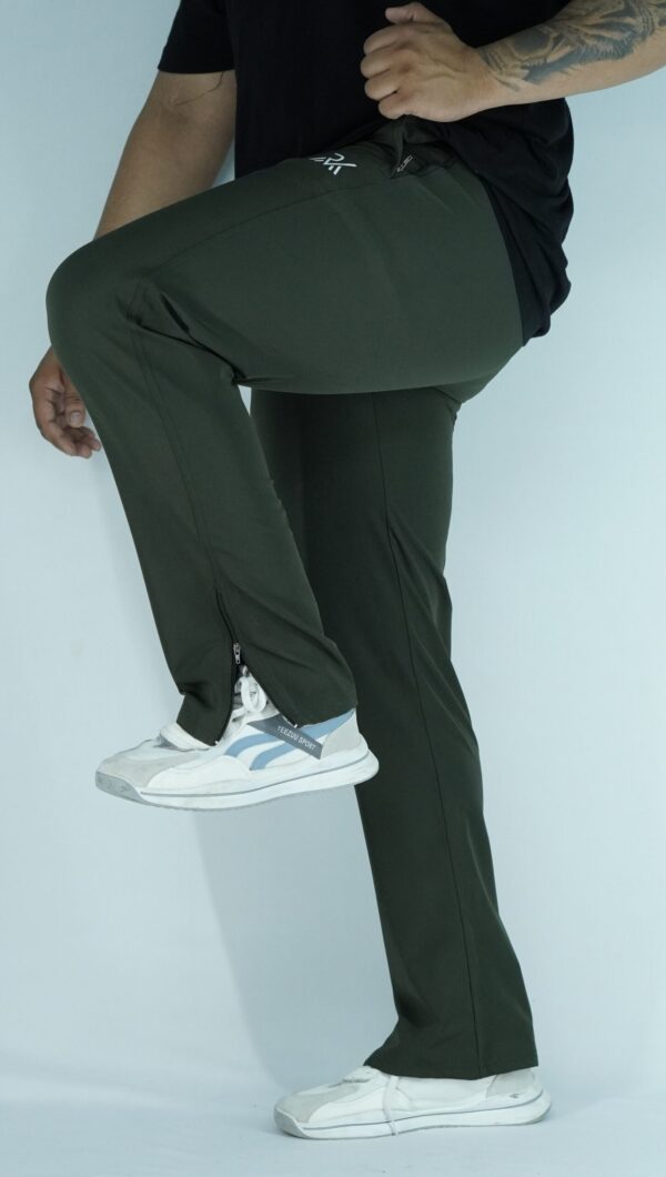 Straight Fit Lower Zip Olive Green