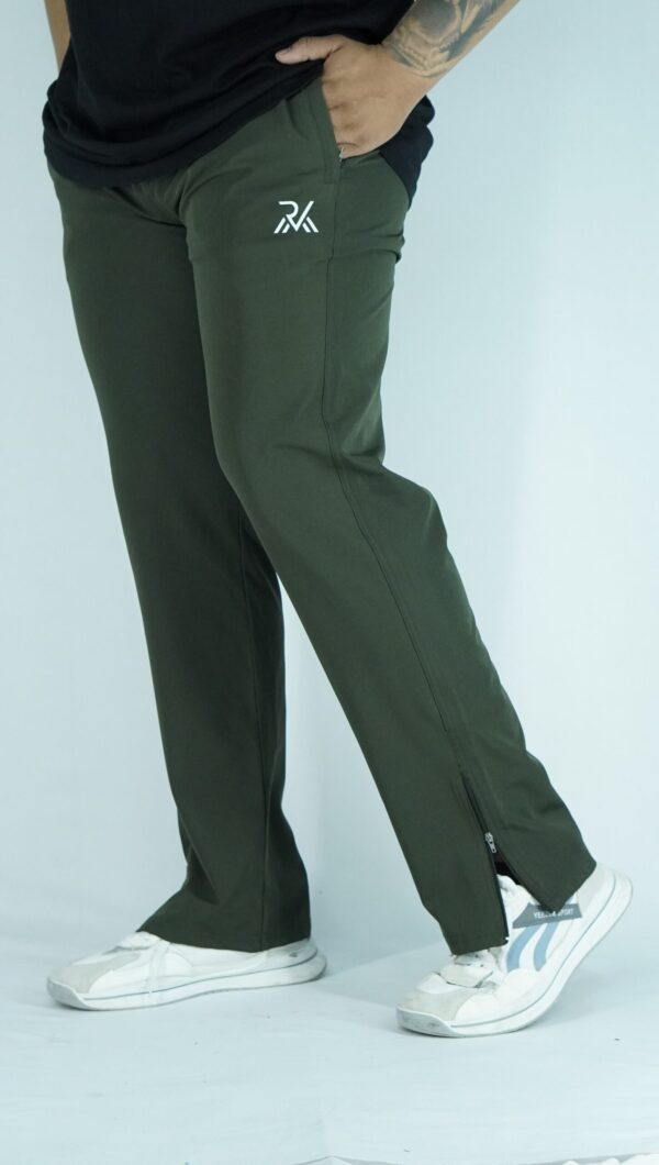 Straight Fit Lower Zip Olive Green