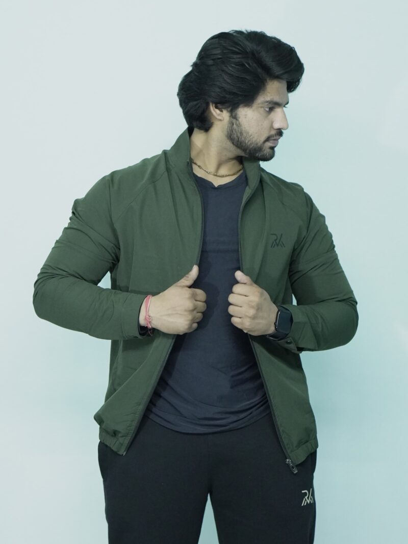 MEN OLIVE GREEN DRY TRAINING JACKETS