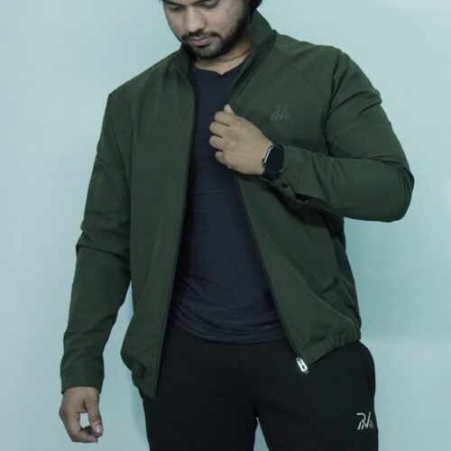 MEN OLIVE GREEN DRY TRAINING JACKETS